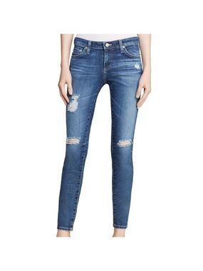 AG Adriano Goldschmied Skinny Ankle Jeans Distressed Blue 27